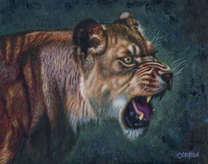 ORIGINAL OIL PAINTING, THE LIONESS, WILDLIFE, ANIMALS, listed artist NR!