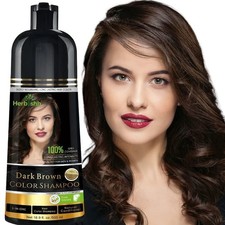 Herbishh Hair Color Shampoo: Magic Dye for Gray Hair - Dark Brown, 500ml