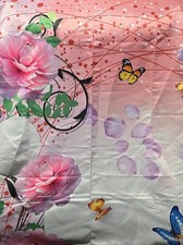 Pink Butterfly Floral Shower Curtains 2 Panels 29 Inches - Cute Bathroom Decor