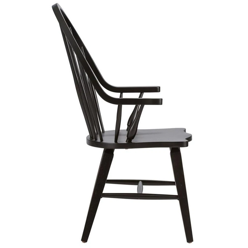 Hearthstone Ridge Dark Brown Windsor Back Arm Chair - Black - Image 3 of 4