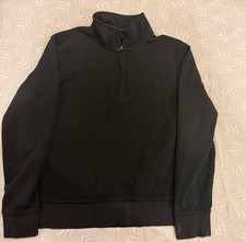 Michael Kors Women's 1/4 Zip Mock Neck Logo Knit Pullover Sweatshirt Black L