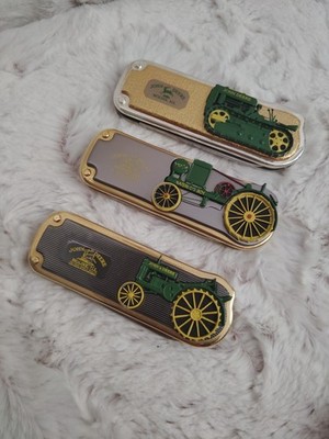 Franklin Mint John Deere Tractor Lot  Of 3 Folding Pocket Knife Knives