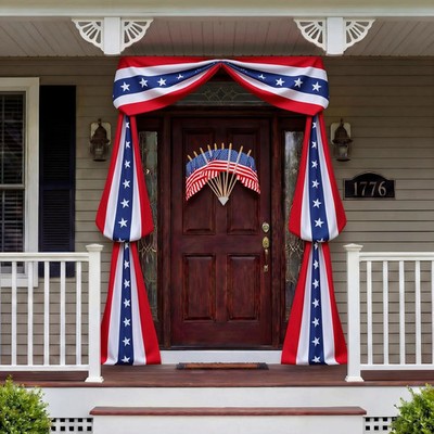 Mindsoft 11 Pcs 4th of July Door Decoration Set -1 Large 20 ft American Flag Bun