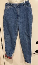 Vtg LL Bean Flannel Lined Blue Denim Jeans Made In USA Size 40x32