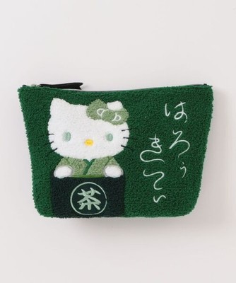 Sanrio Characters Hello Kitty Tea Sagara Embroidered Pouch Green 2026SS JP LTD