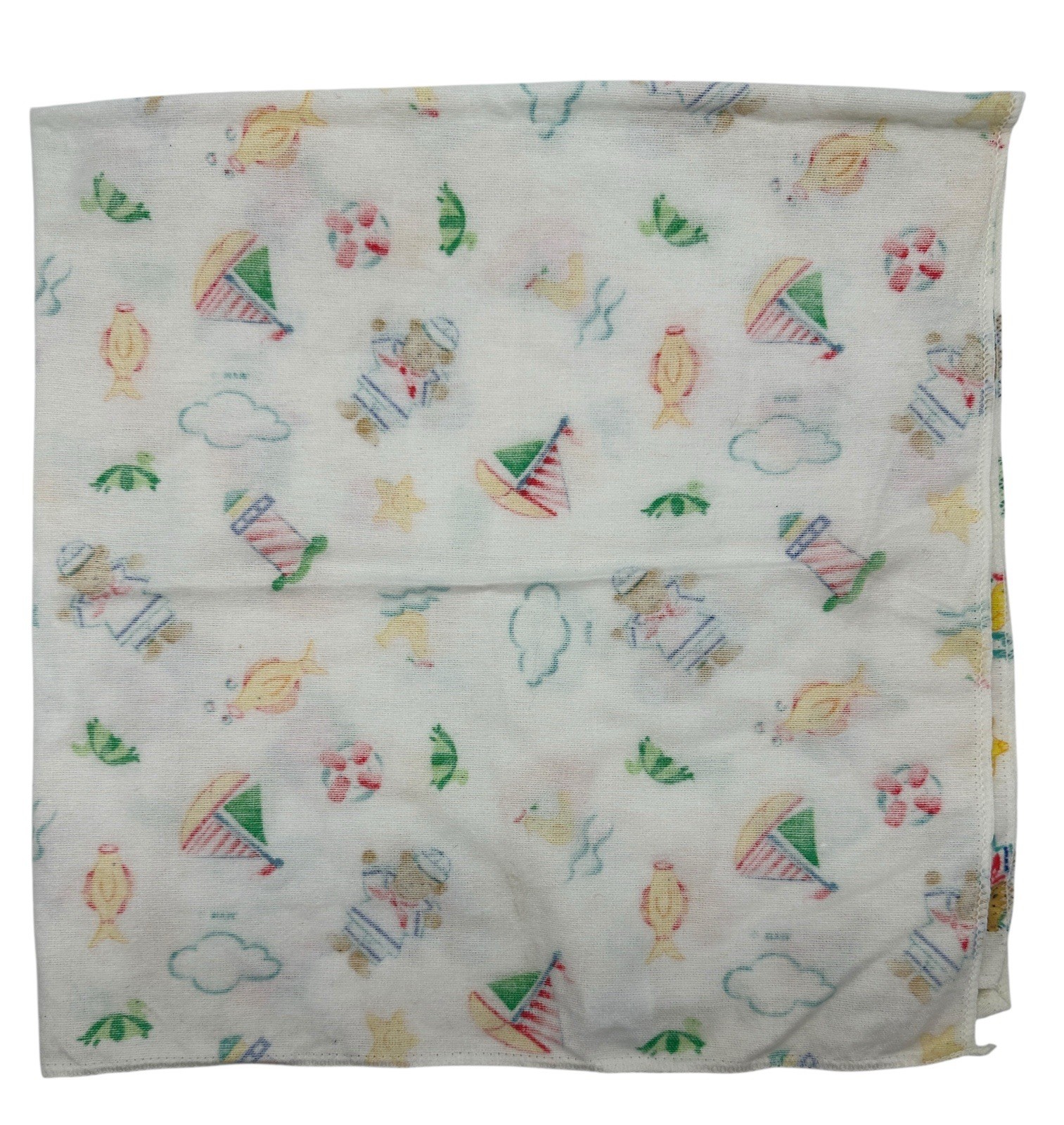 VTG Mount Vernon Mills Flannel Baby Receiving Blanket MVM Nautical Bears Riegel