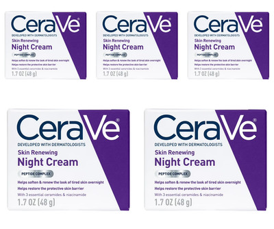 CeraVe Skin Renewing Cream 5 Pack 1.7oz Peptide Night Moisturizer Bulk Bundle