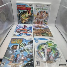 Nintendo Wii Lot 6 Sega Bass Fishing Star Wars DDR uDraw Tested Working