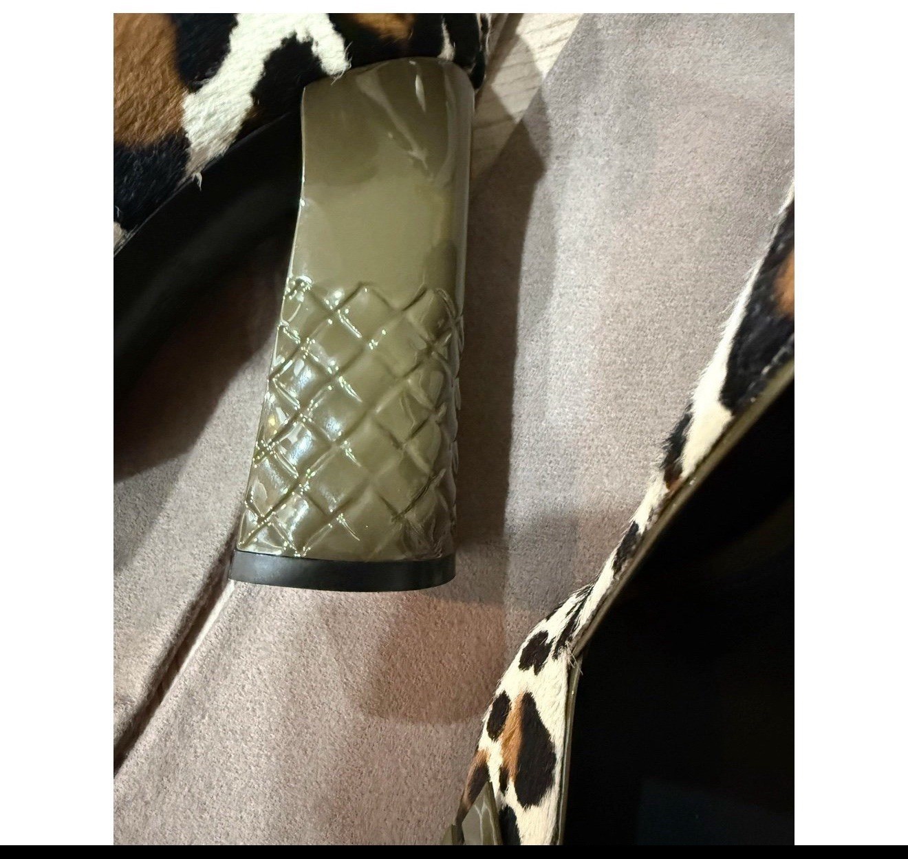 Bottega Veneta Animal Print Block Heel Pumps Bow Accent Fur Upper Women's Brown thumbnail 7