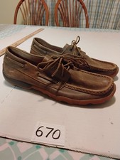 Twisted X Boat Shoe Driving Moc Brown Leather Women's 9M WDM0003 Excellent