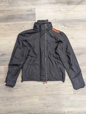 Superdry Jacket Mens Medium Double Black Label Zipped Pockets Triple Zipper Logo