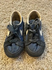 RARE Vintage 80s NIKE Baby Toddler Shoes Blue Suede Sneakers 850305 Size 4.5