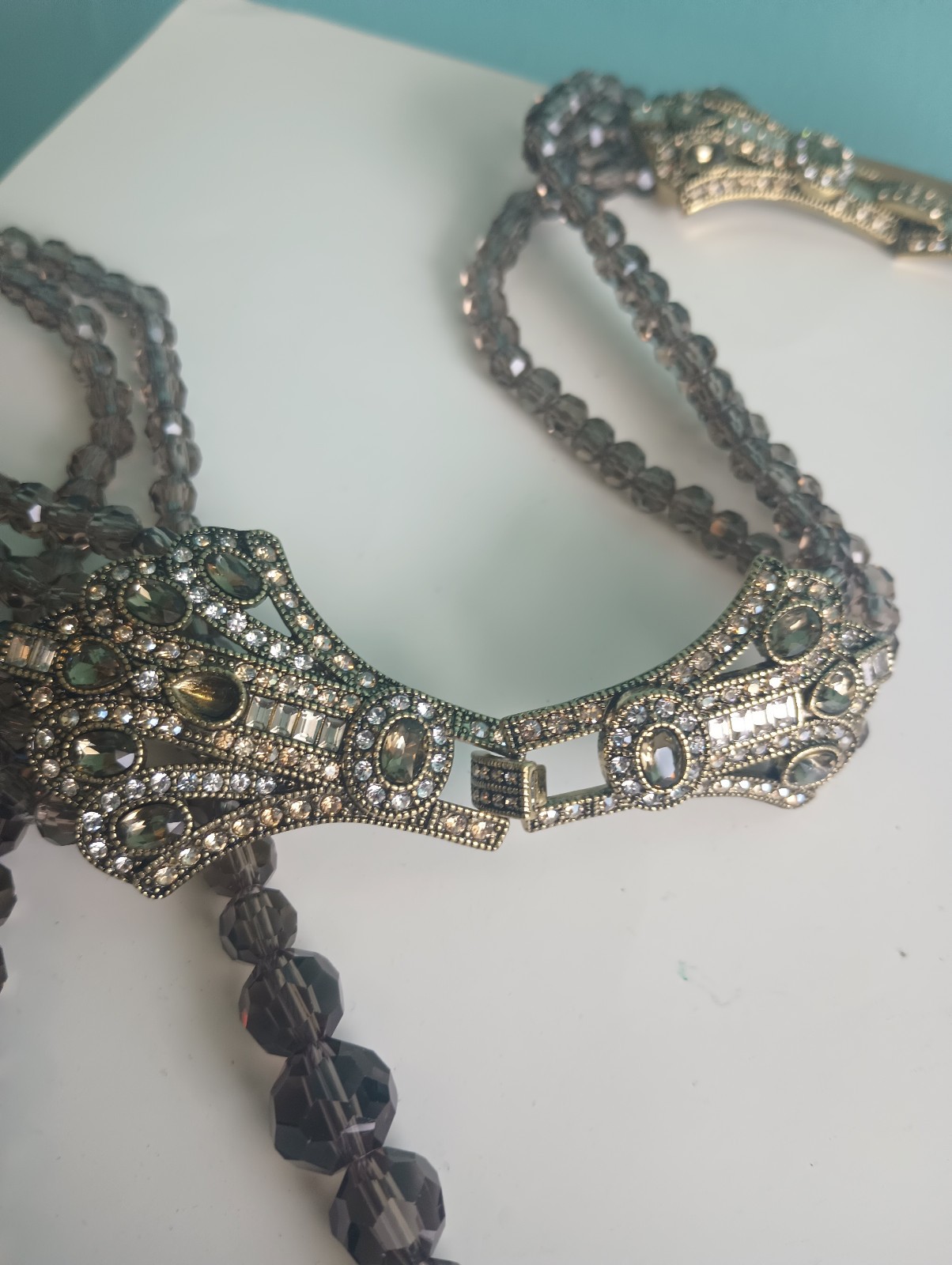 Heidi Daus Statement Crystal Collar Necklace Gold… - image 2