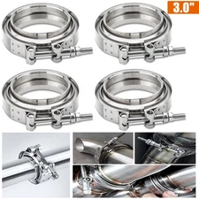 4X Exhaust Turbo Downpipe 3inch V-band Clamp 3" Flange Kit SS304 stainless Steel