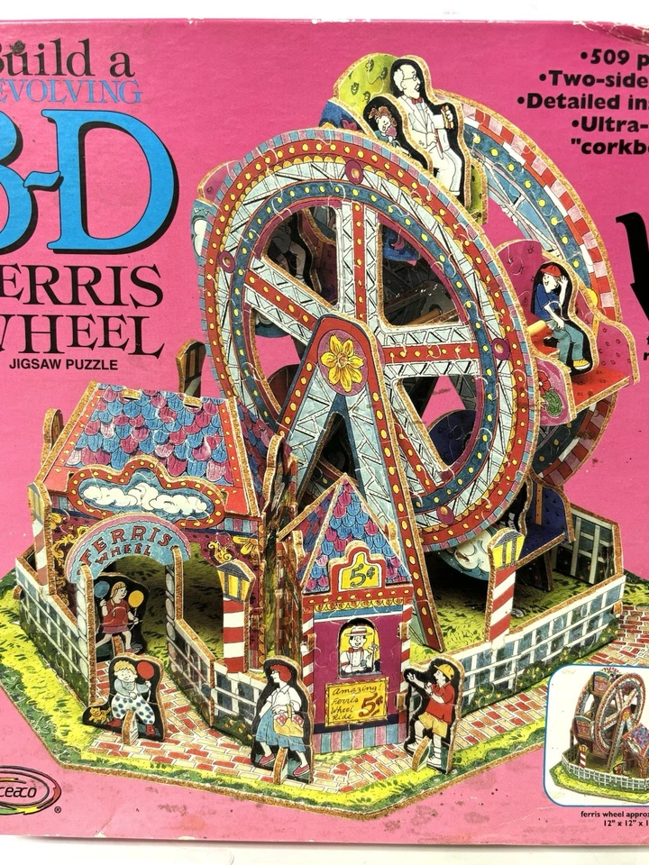 Vintage 1995 Ceaco 3-D Ferris Wheel Jigsaw Puzzle 509 Pieces *New Sealed - Image 3 of 4