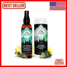 Luxury Natural Shoe Deodorizer Spray & Foot Powder Bundle - Refreshing Lemon ...