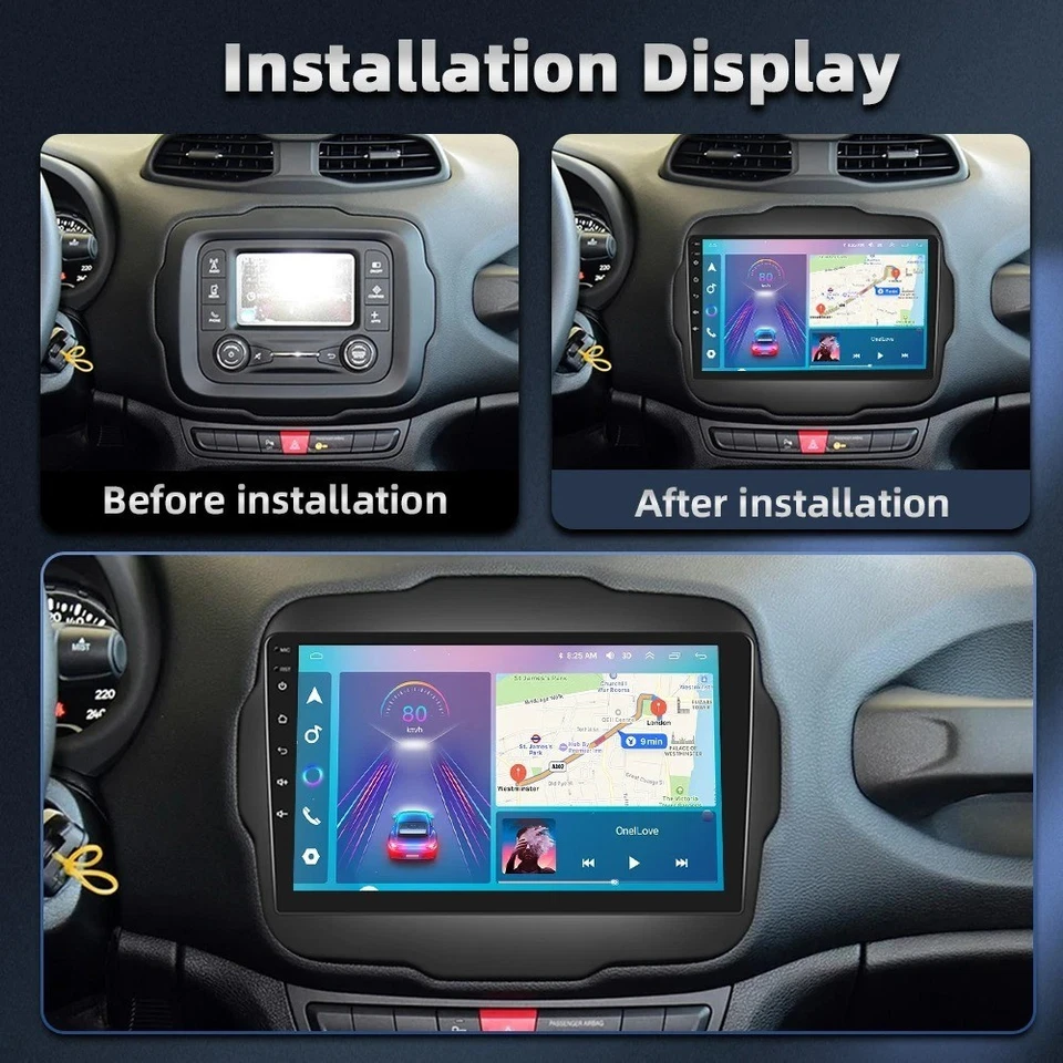 Autoradio Jeep Renegade 2016 2020 Carplay Stereo 2 Din Android 9 Pollici Auto FM - Immagine 3 di 4