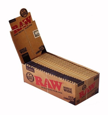 1 Box (50x) RAW Classic Papers Single Wide Cut Corners, kurz 50 pro Heftchen