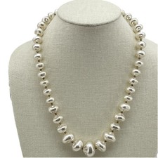 Baroque Pearl Hand Knotted Beaded Necklace W/ Gold Tone Spacer Strand of Pearls