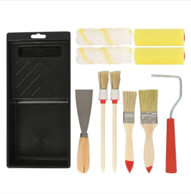 Mini Farbroller & Pinsel Set mit Tablett | 11-teiliges kleines Essentials Dekorationsset