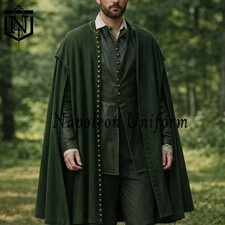 Medieval Green Cloak Cape, Musketeer Style Fashion Cassock ,Cosplay Costume ,