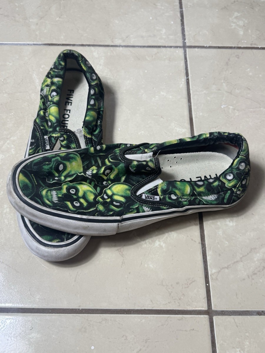 Supreme x VANS Pro Collab SKULL PILE Slip-On Shoes Green Black