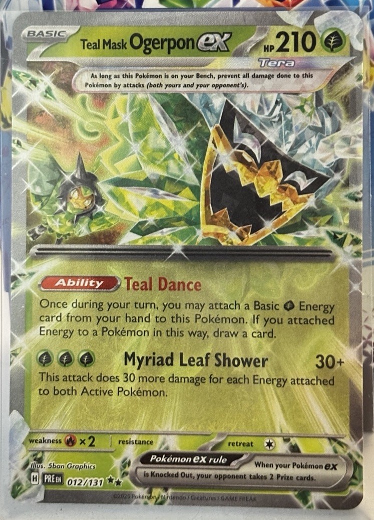Pokemon Prismatic Evolution TCG Holo Card - Teal Mask Ogerpon Ex (012/131)