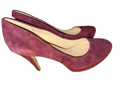 Violet and Red Burgundy Seude Round Toe Heels
