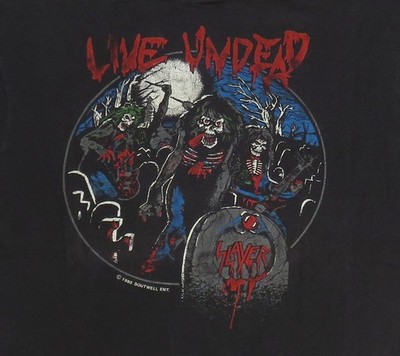 Slayer Vintage T Shirt 1985 Live Undead Tour Dates Hell Awaits