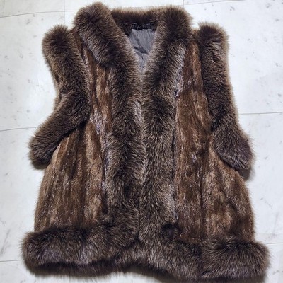Luxury Demi Buff Mink Fox Fur Vest Gilet XL