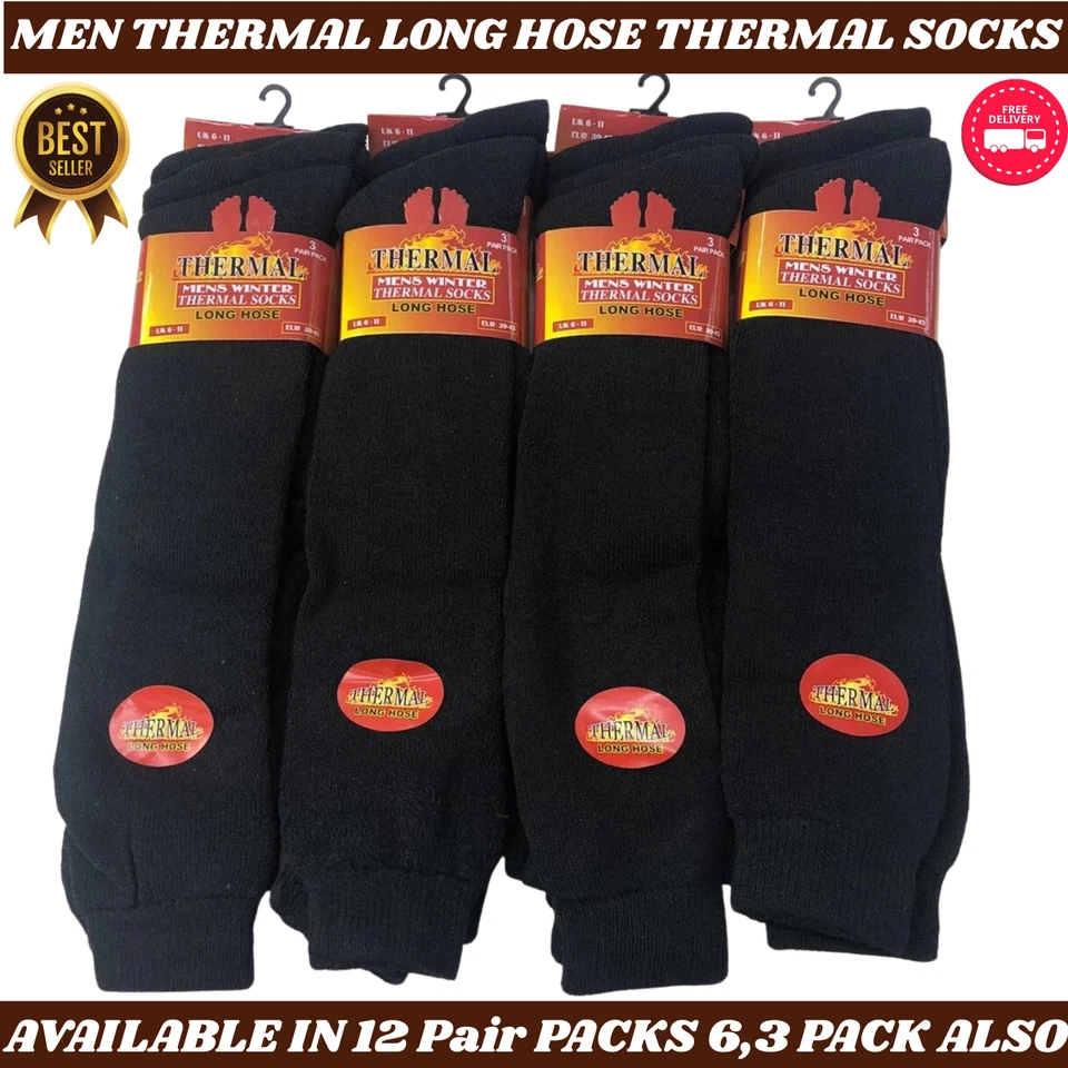 KK TRADERS MCR LTD 3/12 PAIRS Mens THERMAL LONG HOSE WARM WINTER OUTDOOR SOCKS UK 6-11.