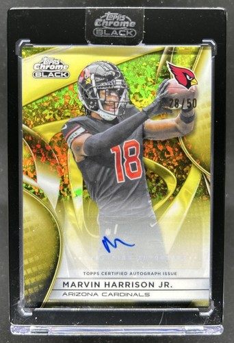2025 Topps Chrome Black Marvin Harrison Jr. Auto Gold Mini-Diamond Refractor /50