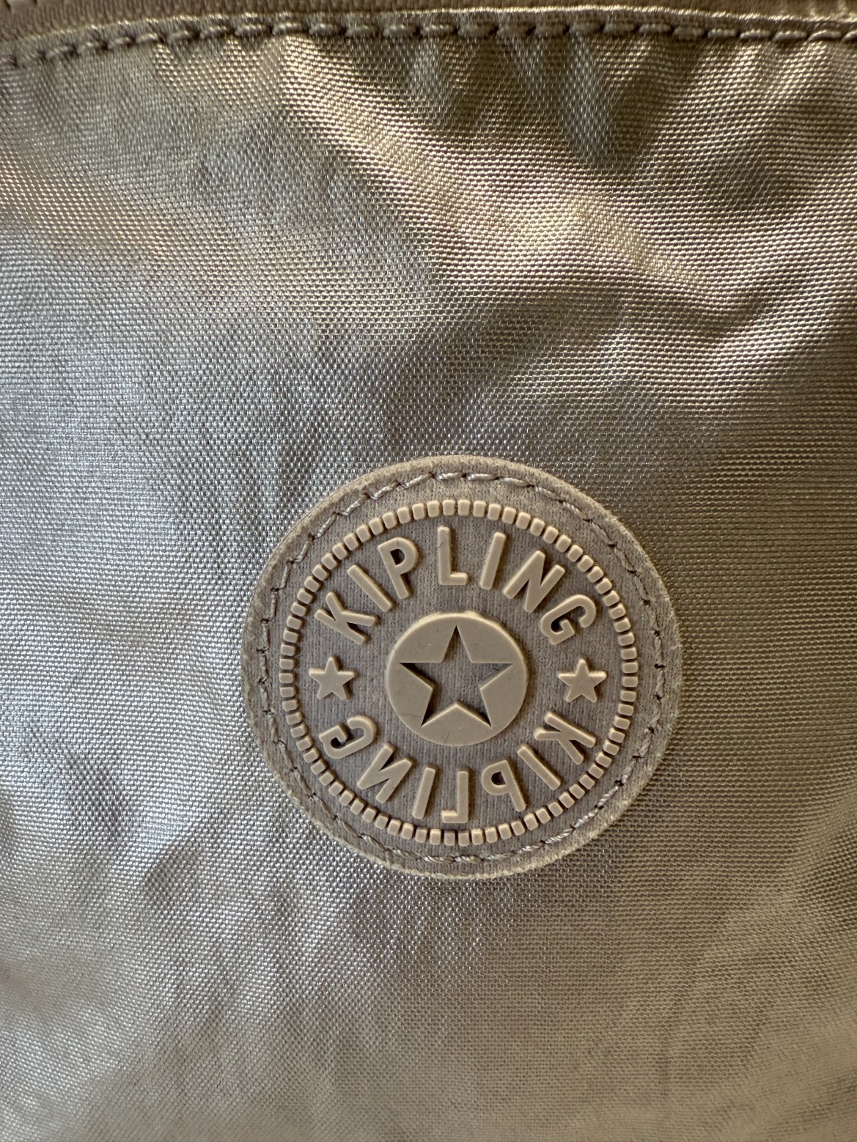 Kipling Metallic Beige Mini Backpack Zippered Poc… - image 6