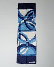 Vintage Christian Dior Blue White Geometric Circle Art Rectangular Scarf 43"x13"