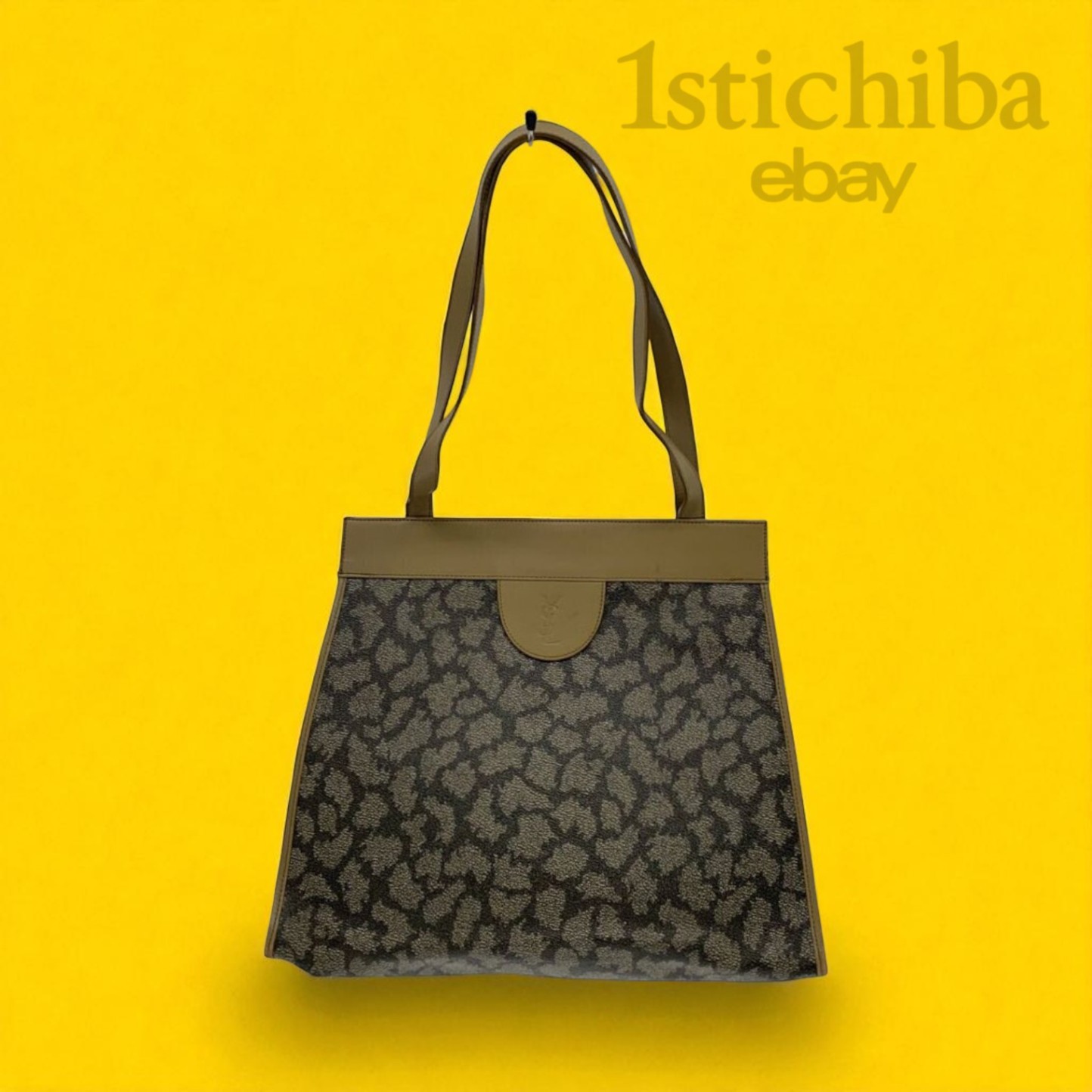 Borsa tote Yves Saint Laurent in pelle beige usata tassello 7 cm altezza 32 cm