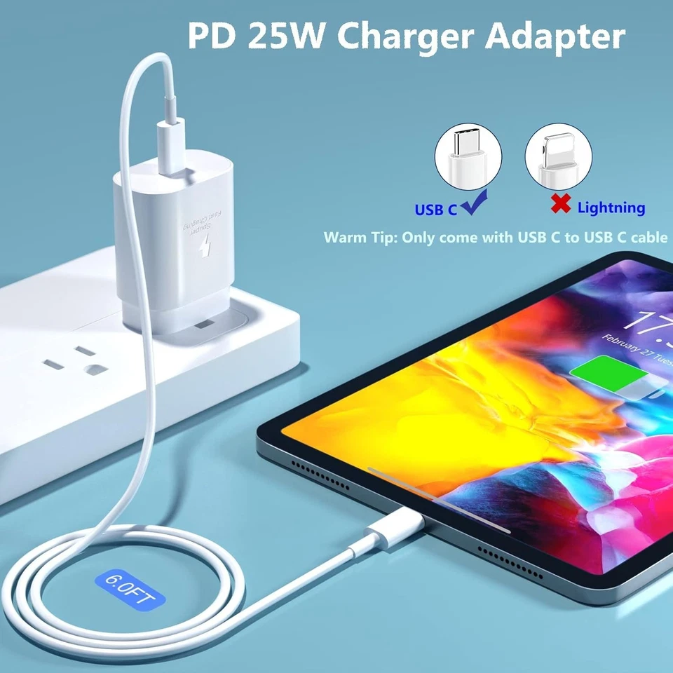 Cargador de pared súper rápido de 25 vatios y cable tipo C OEM Samsung Galaxy S23 S24 S25 FE Foto 4 de 4