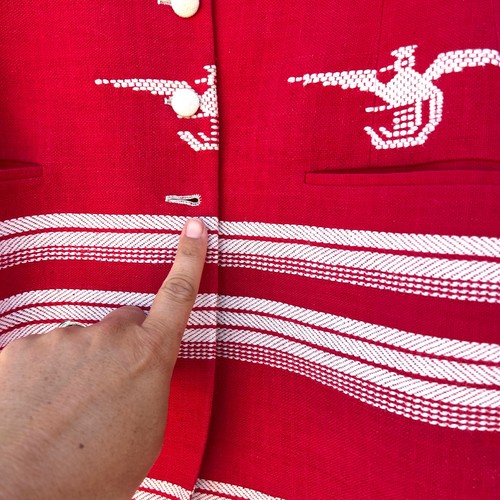 Rare Vintage Richard Tyler Woven Red Bird Statement Jacket Blazer Small 80s - Bild 12 von 12