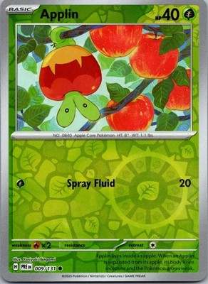 Applin 009/131 C Prismatic Evolutions Pokemon Reverse Holo Near Mint