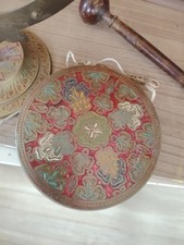 Vintage Gong India Tischgong aus Messing Mit Holzschlägel