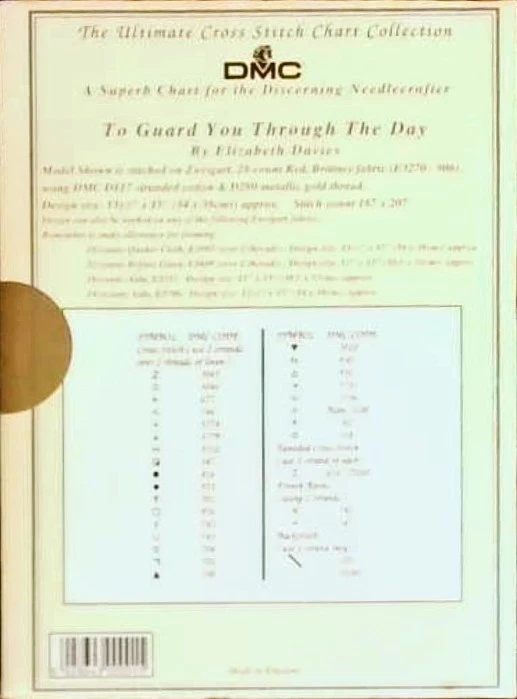 DMC To Guard You Through the Day cross stitch chart - elizabeth davies PC1 ANGEL - Image 2 of 2