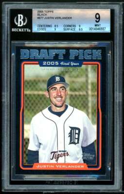 Justin Verlander Rookie Card 2005 Topps Black #677 (pop 4) BGS 9 (8.5 9 9 9.5)