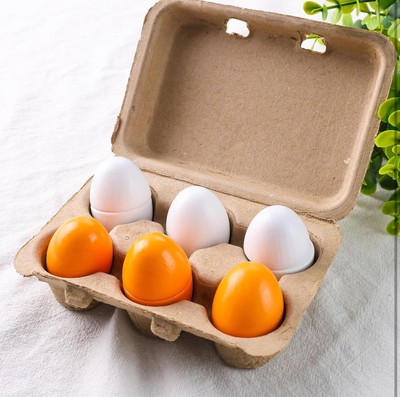 6PCS Toy Eggs, Wooden Play Eggs Play Kitchen Accessories Pretend Toy toys 