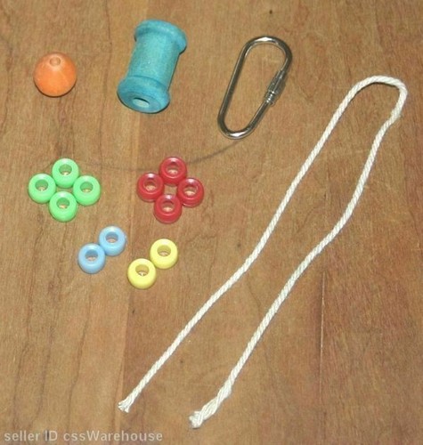 Small Bird Cage Toy Wooden Blocks Parts Plastic Beads Metal Finch Budgie Canary