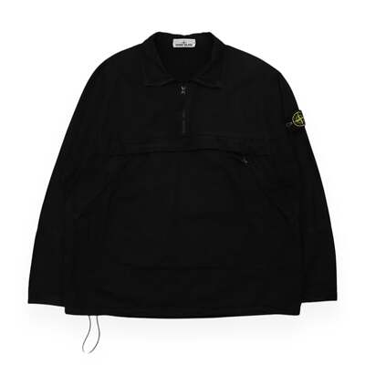 Stone Island Half Zip Ripstop Smock Jacket Size Large Black | eBay UK