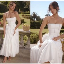 HOUSE OF CB 'Ysabella' White Cotton Maxi Sundress NWOT size L