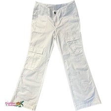 Free People White Cotton Straight Leg Casual Cargo Pants Size 10 Women NEW