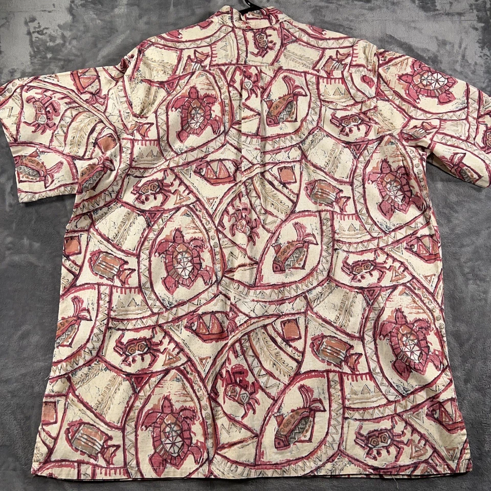 Go Barefoot 2XL Made In USA 1/4 Button Shirt Sea Turtles Crabs Fishes Hawaiian - Image 2 of 4