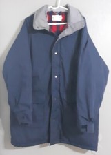 MEN'S VINTAGE WEARGUARD WORK JACKET. NAVY BLUE QUILT. LINED. ZIP-UPSIZE L