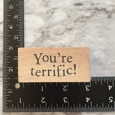 Rubber Stamp You re Terrific Teacher Encouragement Love Support Wood Mounted
