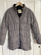 Dylan By True Grit Women Reversible Long Jacket, Size Medium, Gray Puffer Sherpa
